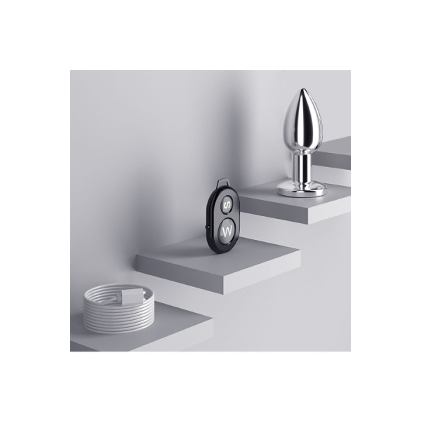 Plug vibrant acier inoxydable anal taille M avec télécommande, USB BOOTY